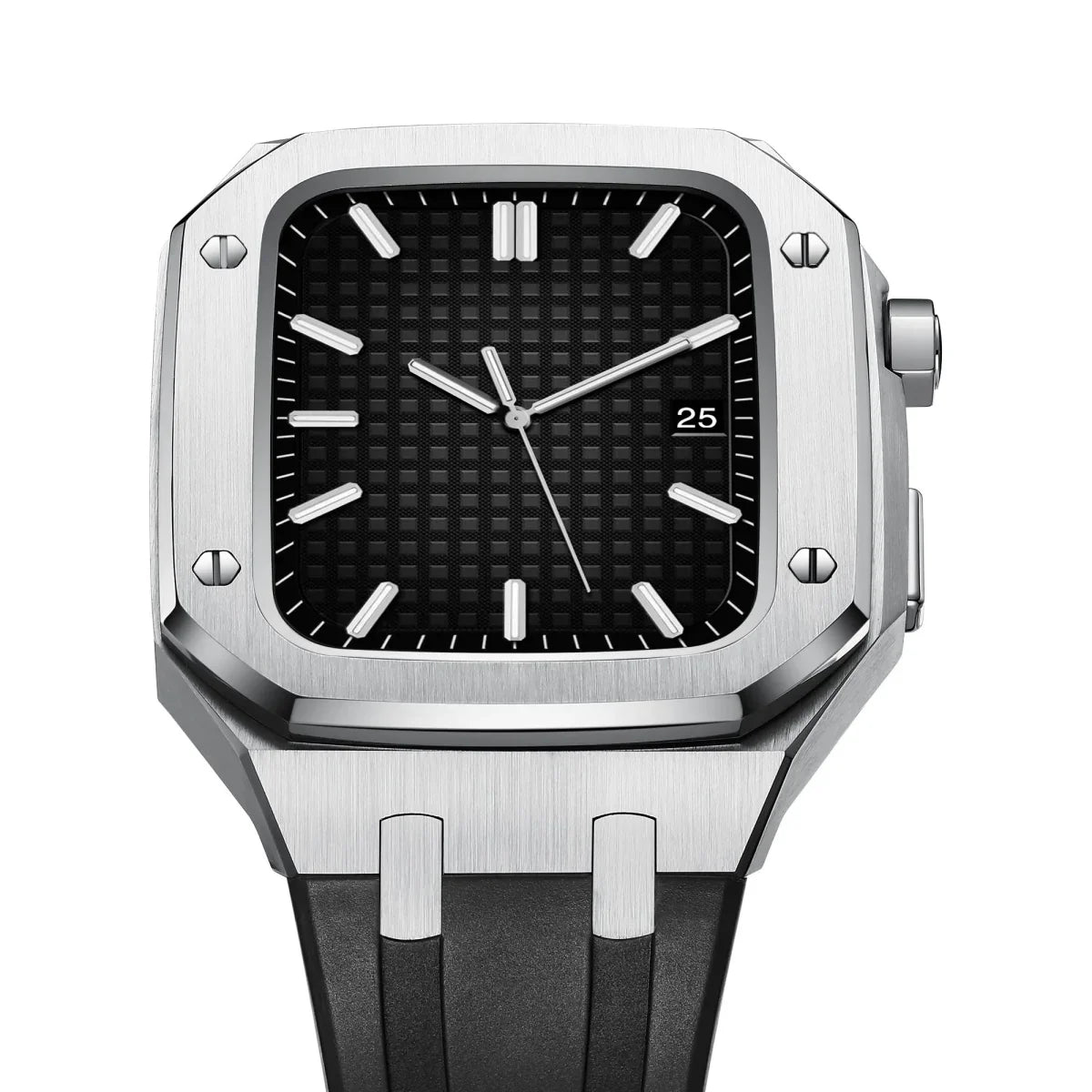 Royaleva AP9009 Silicone Band 316L Stainless Steel Case Retrofit Kit For Apple Watch