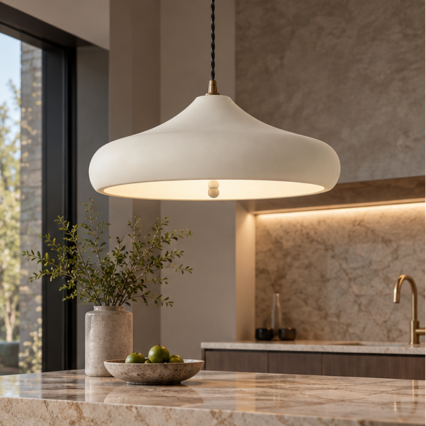 LuxRoyale Modern Sculptural Disc LED Pendant Light with Adjustable Suspension