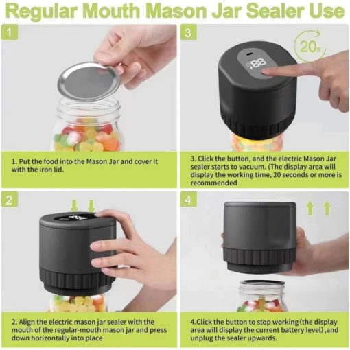 RoyaleGlow Electric Mason Jar Vacuum Sealer Kit | Cordless & Efficient Vacuum System for Mason Jars