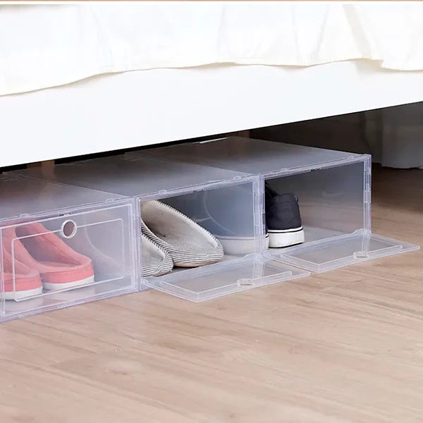 Royaleva 6pcs Clear Shoe Box Stackable Plastic Organizer