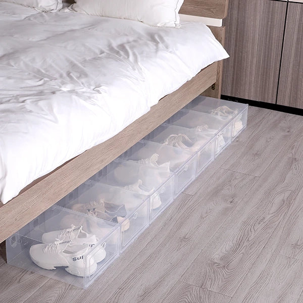Royaleva 6pcs Clear Shoe Box Stackable Plastic Organizer