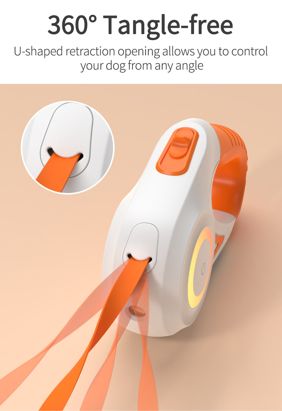 Luxora Retractable Dog Leash with LED Light and Comfort Grip
