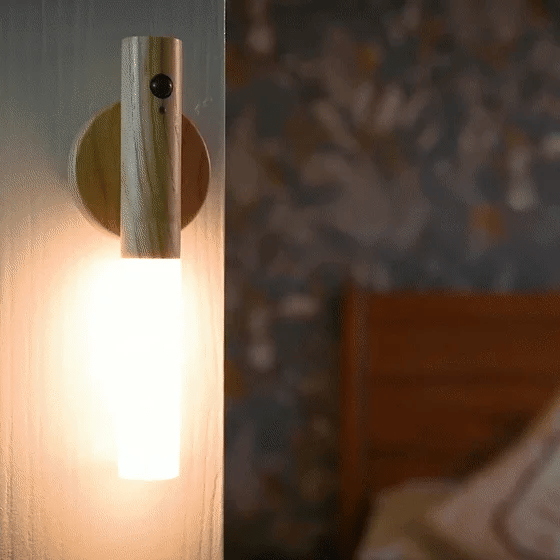 Royaleva Modern Torch Motion Light - Motion Sensor, Magnetic Wall-Mount, Rechargeable - Walnut