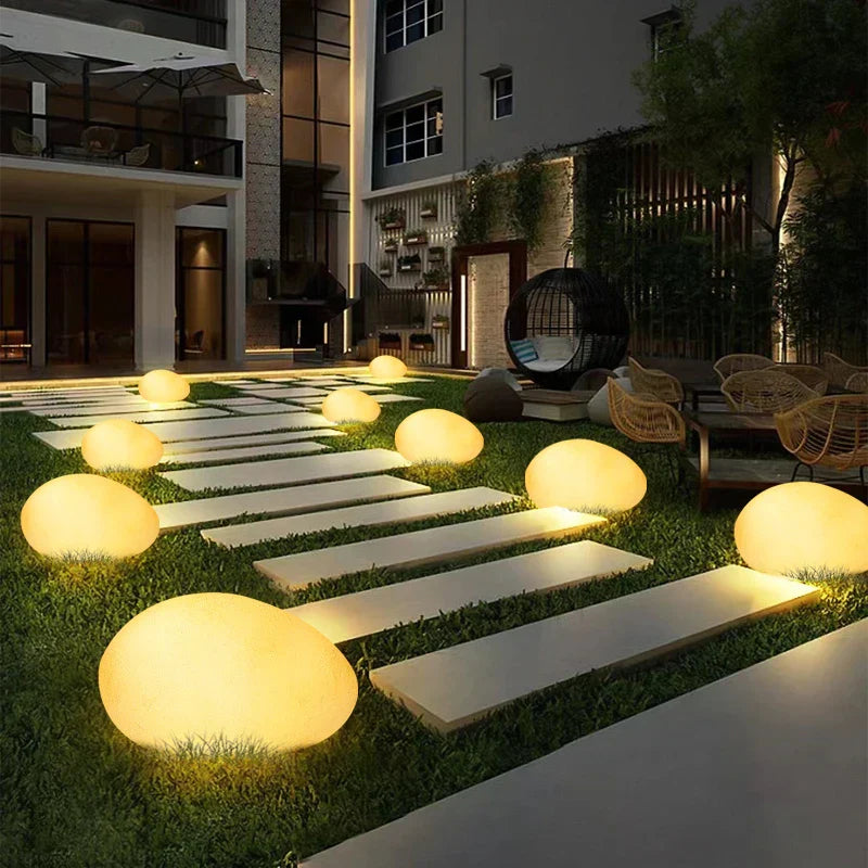 Royallure Outdoor LED Cobblestone Garden Light with 16 Colors & Remote - Large (USB-Rechargeable)