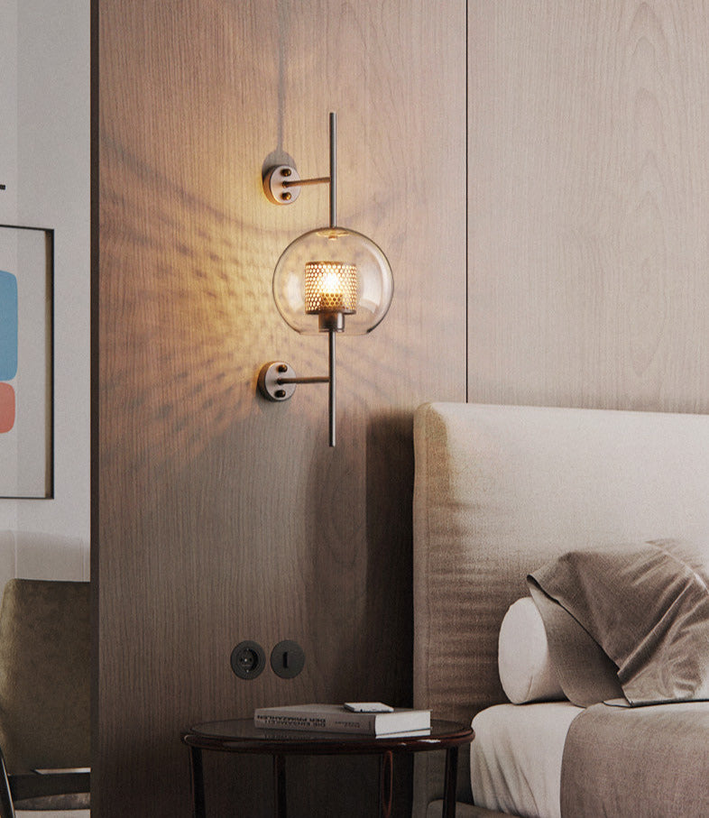Rayvia Adriel - Modern Honeycomb Brass & Glass Wall Sconce
