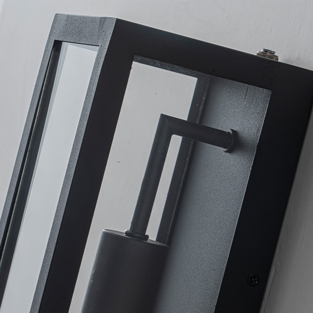 H18" 1-Light Modern Minimalist Black Outdoor Wall Lantern with Clear Glass Dusk to Dawn Outdoor Exterior Wall Light Open Bottom Wall Sconce for Porch Garage Entryway 5