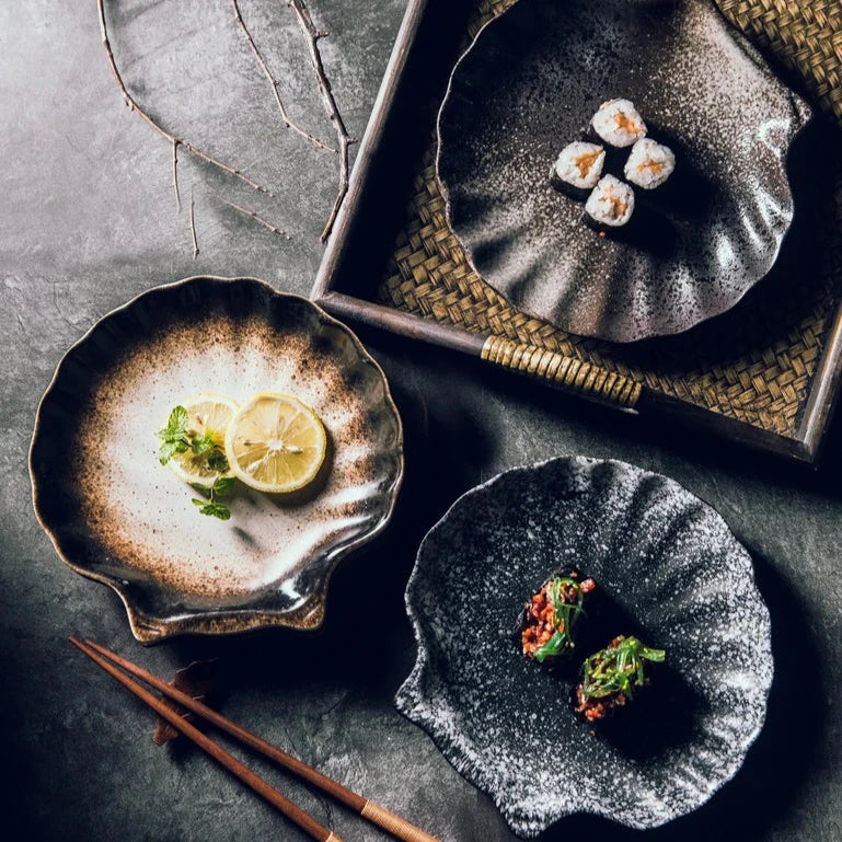Royallure Rustic Seashell Plates - Elegant Ceramic Dinnerware