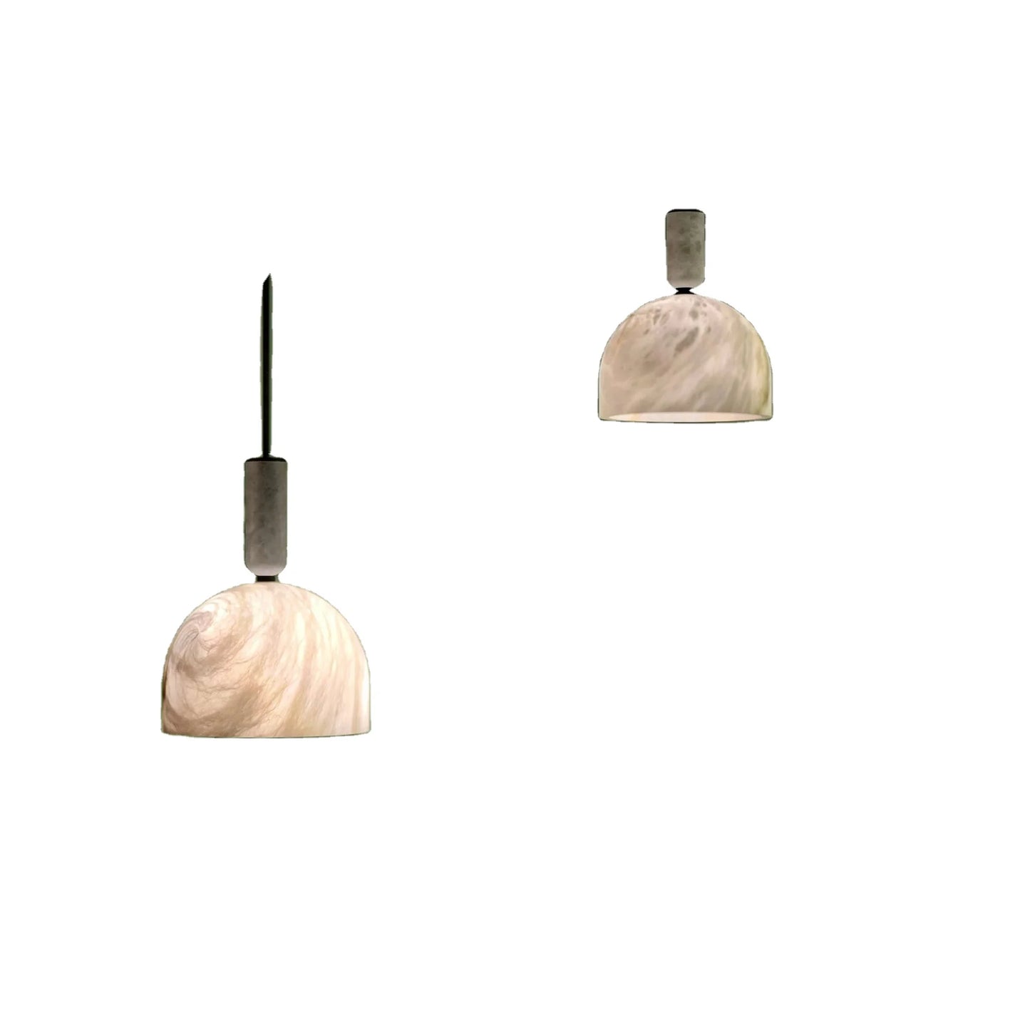 RoyaleGlow Modern Alabaster Pendant Light - Natural Stone & Copper Hanging Lamp