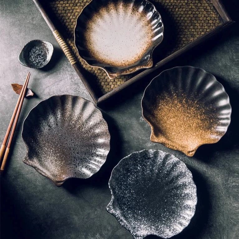 Royallure Rustic Seashell Plates - Elegant Ceramic Dinnerware