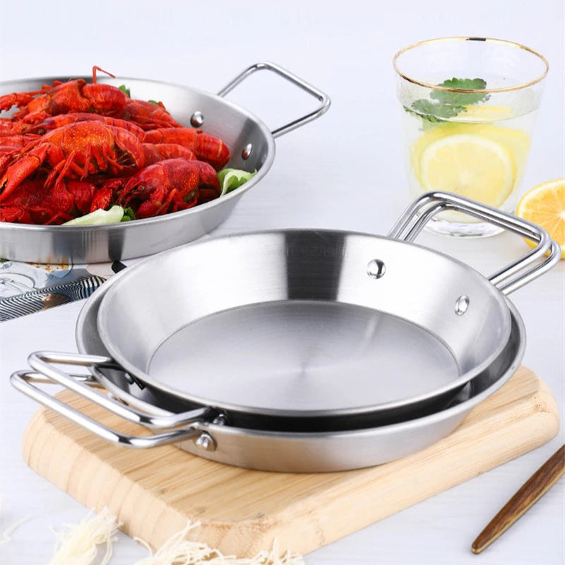 Royallure Stainless Steel Cooking Pot & Frying Pan with Double Handle Kitchen Tray