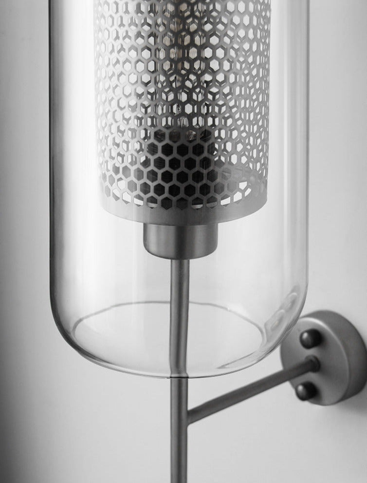 Rayvia Adriel - Modern Honeycomb Brass & Glass Wall Sconce
