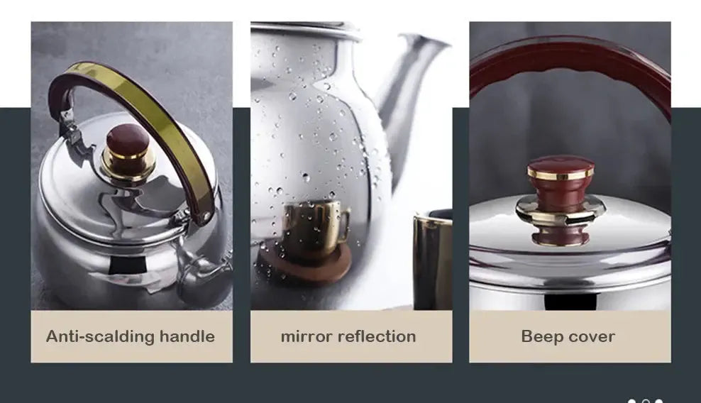 Royallure Thick-Wall Stainless Steel Whistling Kettle, 0.6–2.7 L, Induction-Ready & Durable