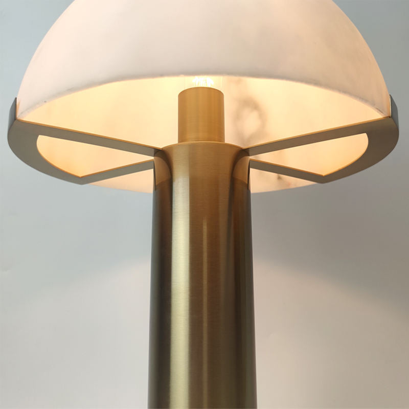 RoyaleGlow Dimmable Alabaster & Metal LED Table Lamp for Bedroom & Living Room