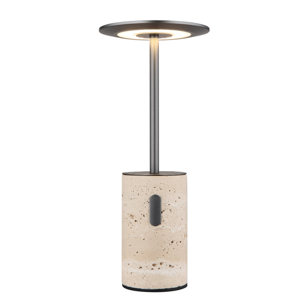 RoyaleGlow Rechargeable Travertine LED Table Lamp with Touch Dimming