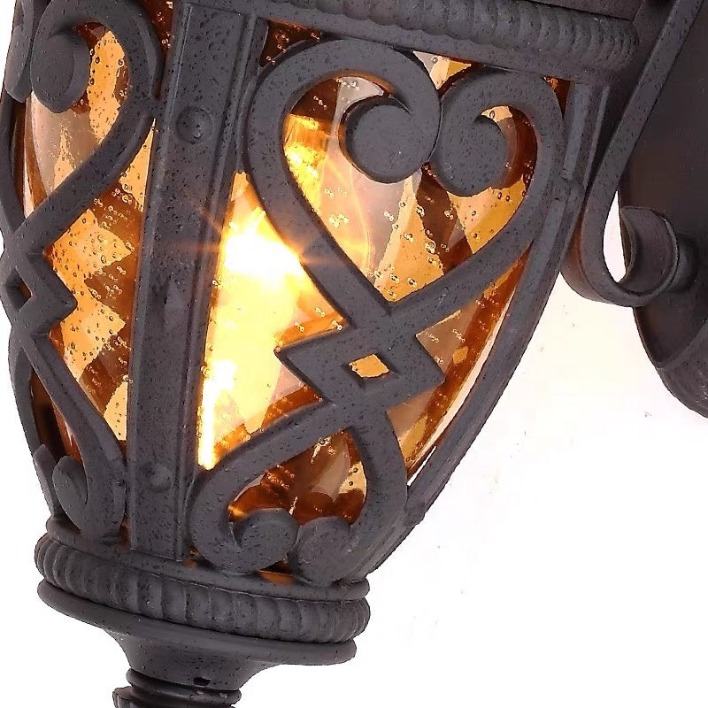 LuxRoyale Vintage Outdoor Wall Sconce with Bubble Glass & Aluminum Frame-IP33 Waterproof