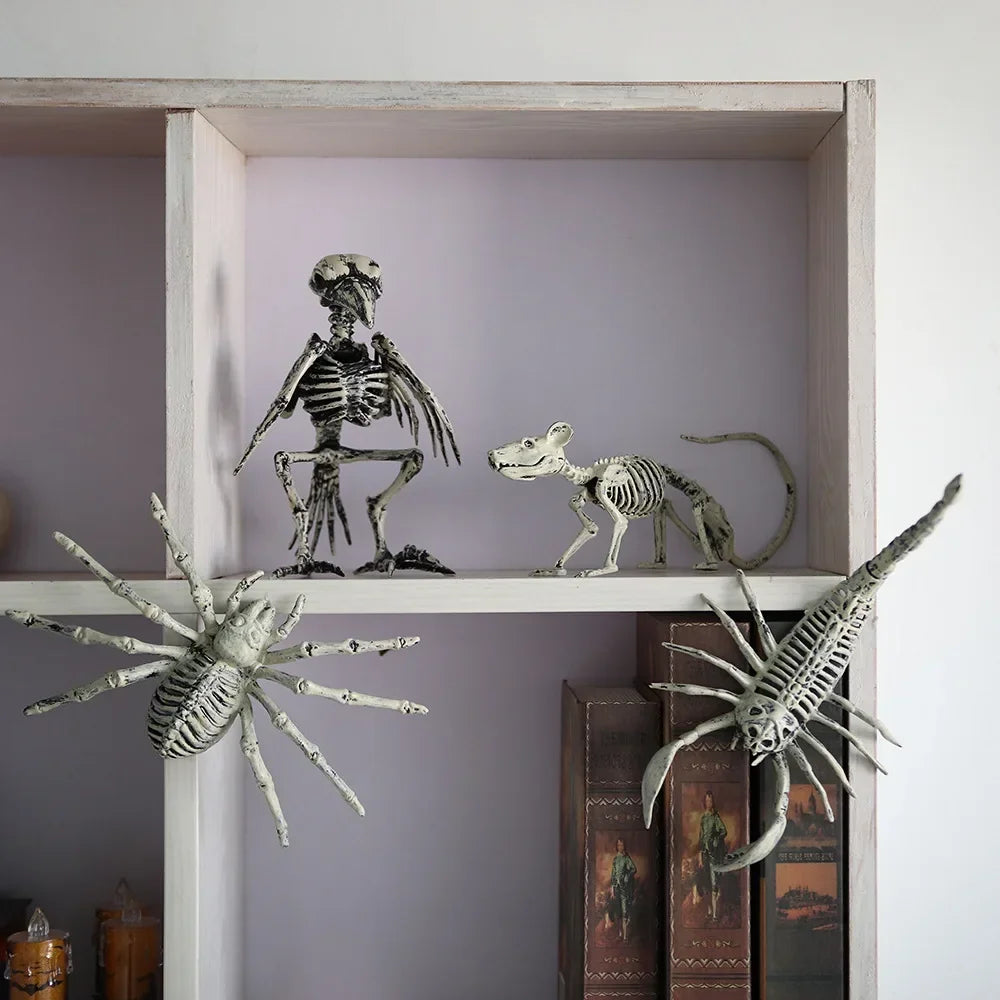 Halloween Animal Skeleton Ornaments Garden Festival Decorations Secret Room Simulation Plastic Crow Rat Skeleton Decoration Prop 0