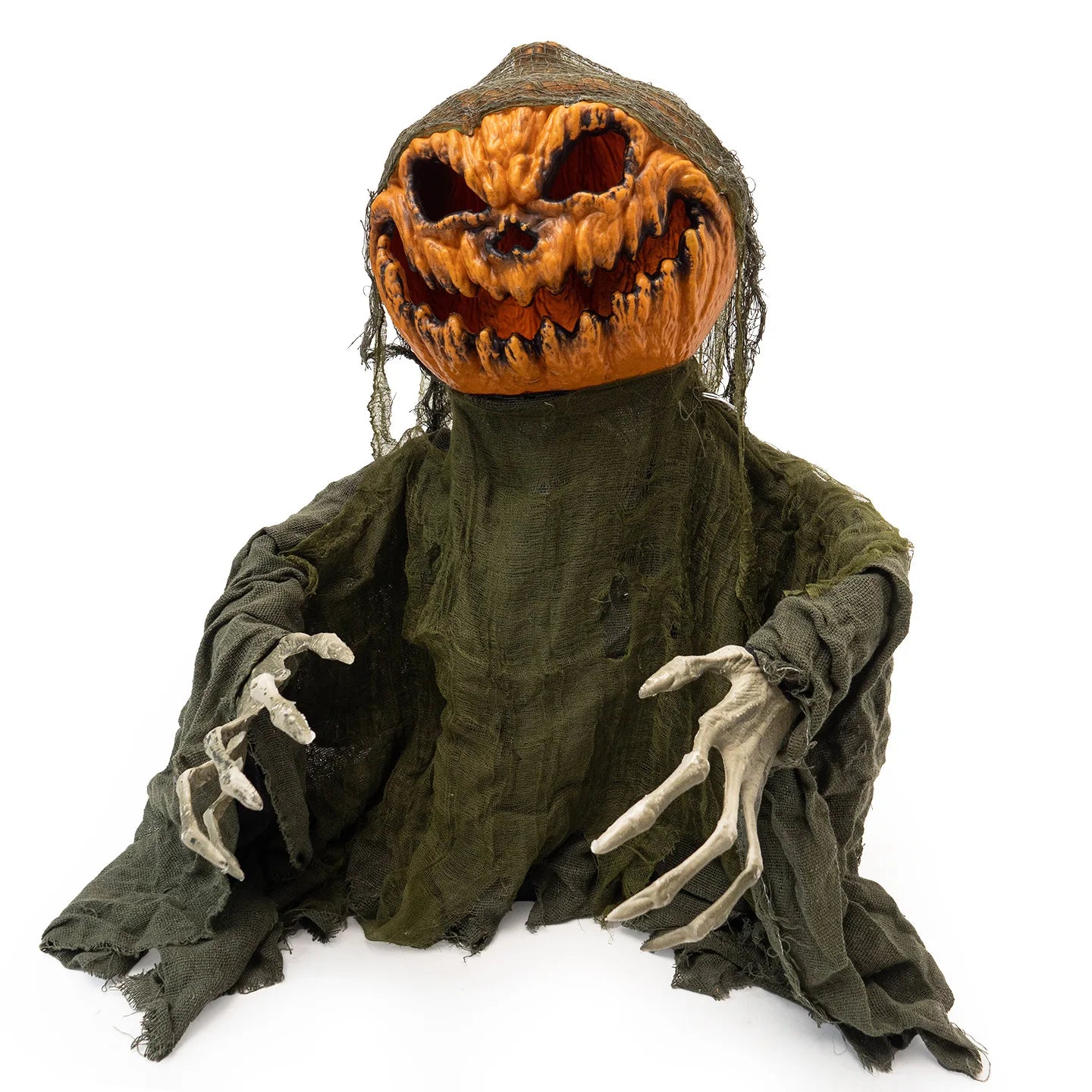 Halloween Animatronics Creepy Pumpkin Decoration Animated Scary Talking Statue with Sound Activated Horror Prop for Outdoor Yard 3