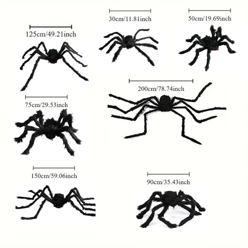 Halloween Big Plush Spider Horror Halloween Decoration Party Prop Outdoor Giant Spider Decor 30-200cm Chamber Prank Black Spider 4