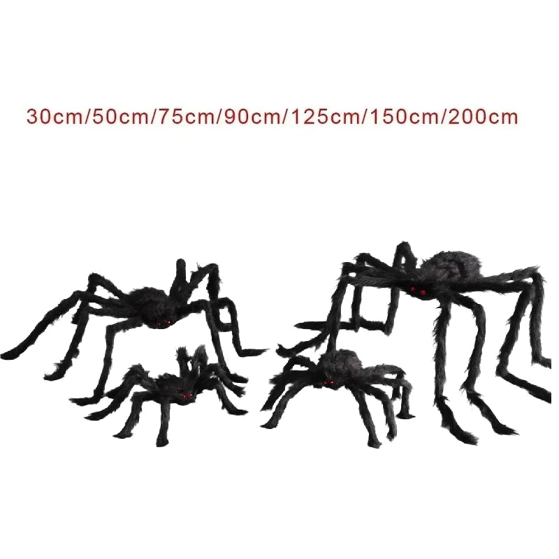 Halloween Big Plush Spider Horror Halloween Decoration Party Prop Outdoor Giant Spider Decor 30-200cm Chamber Prank Black Spider 5