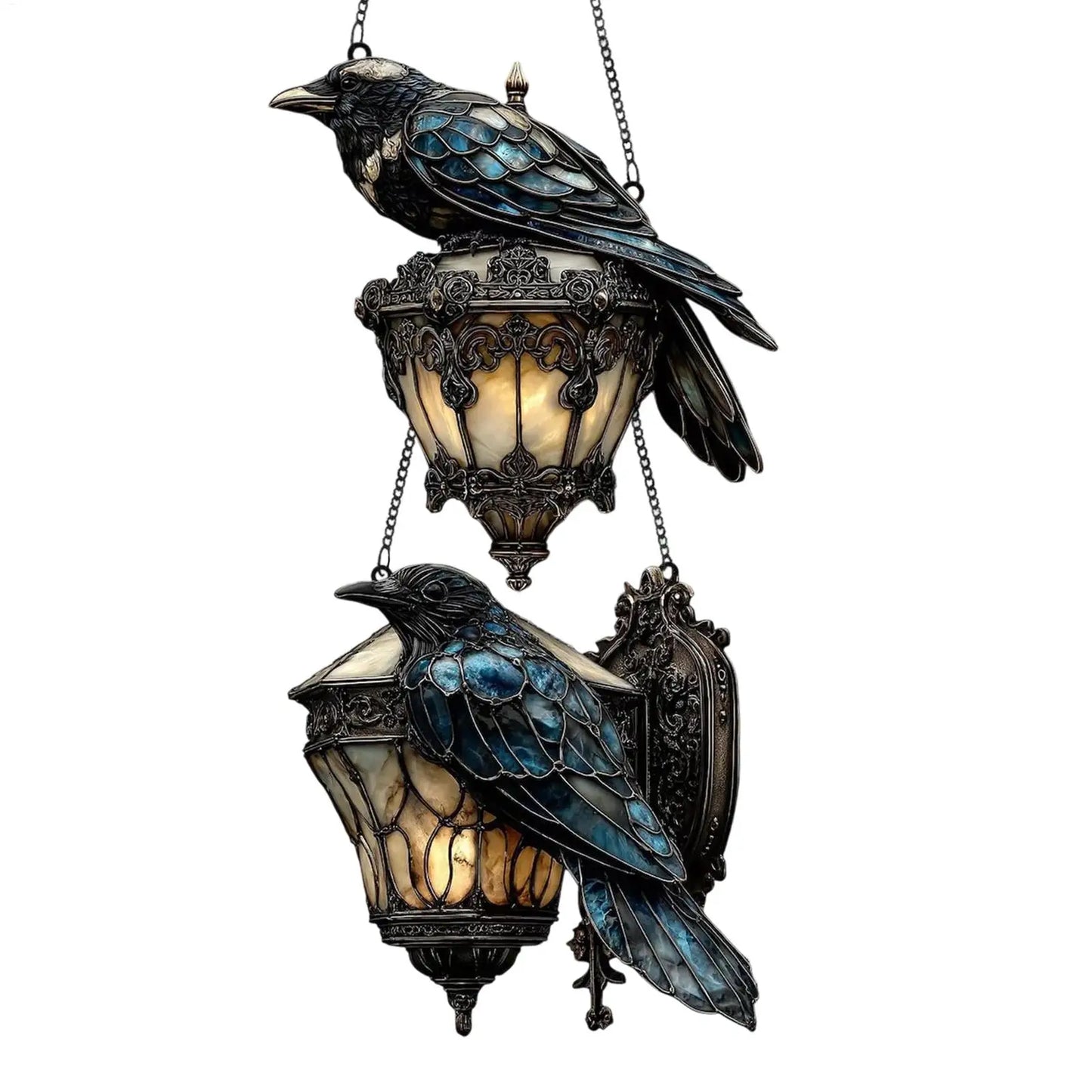Halloween Crow Painted Glass Lantern 2D Acrylic Sign Home Decorations Gothic pendant light Decorative pendant 0