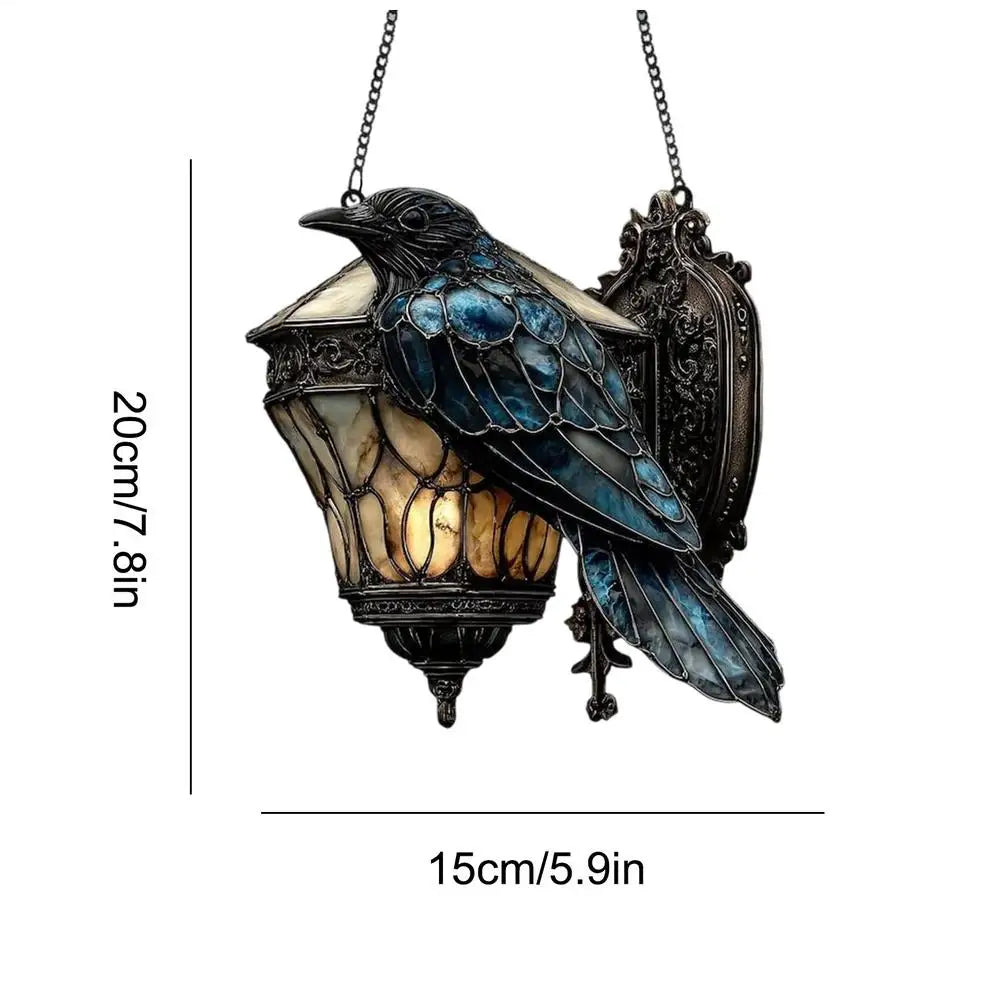 Halloween Crow Painted Glass Lantern 2D Acrylic Sign Home Decorations Gothic pendant light Decorative pendant 6