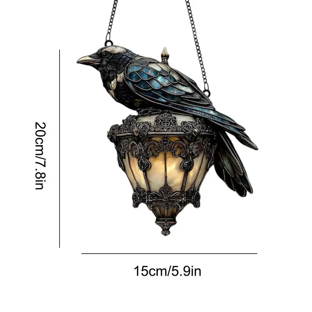 Halloween Crow Painted Glass Lantern 2D Acrylic Sign Home Decorations Gothic pendant light Decorative pendant 7