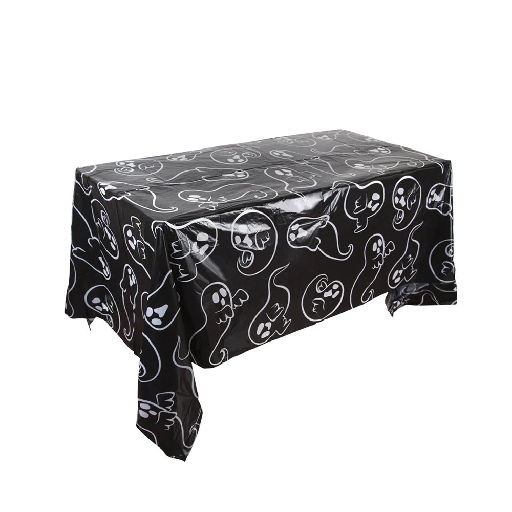 Halloween Decoration Tablecloth,Disposable Pumpkin Spider Web Bat Plastic Table Cover,Halloween Party Home Table Decor 7