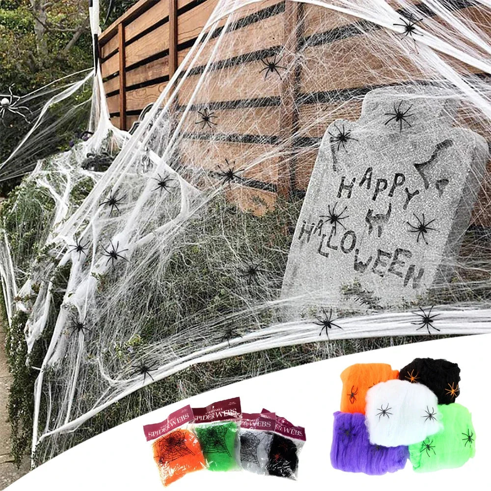 Halloween Decorations Artificial Spider Web Stretchy Cobweb Scary Party Halloween Decoration for Bar Haunted House Scene Props 1