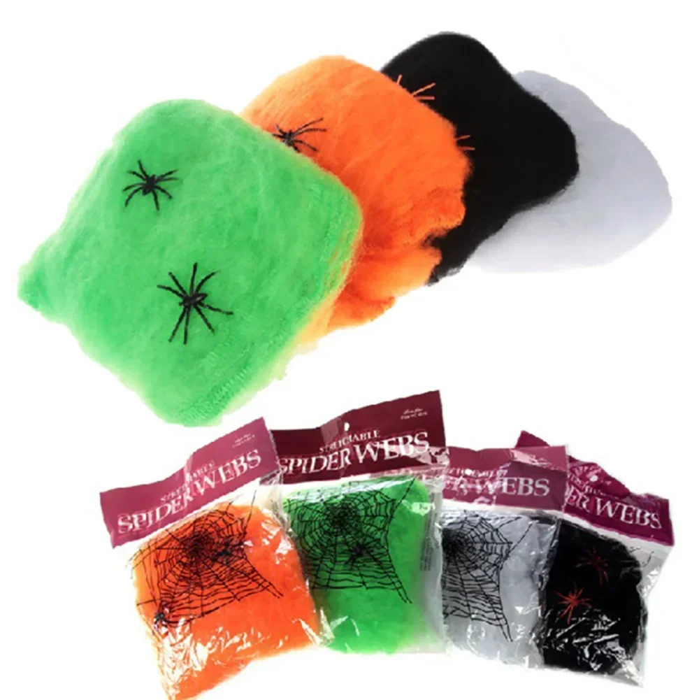 Halloween Decorations Artificial Spider Web Stretchy Cobweb Scary Party Halloween Decoration for Bar Haunted House Scene Props 4