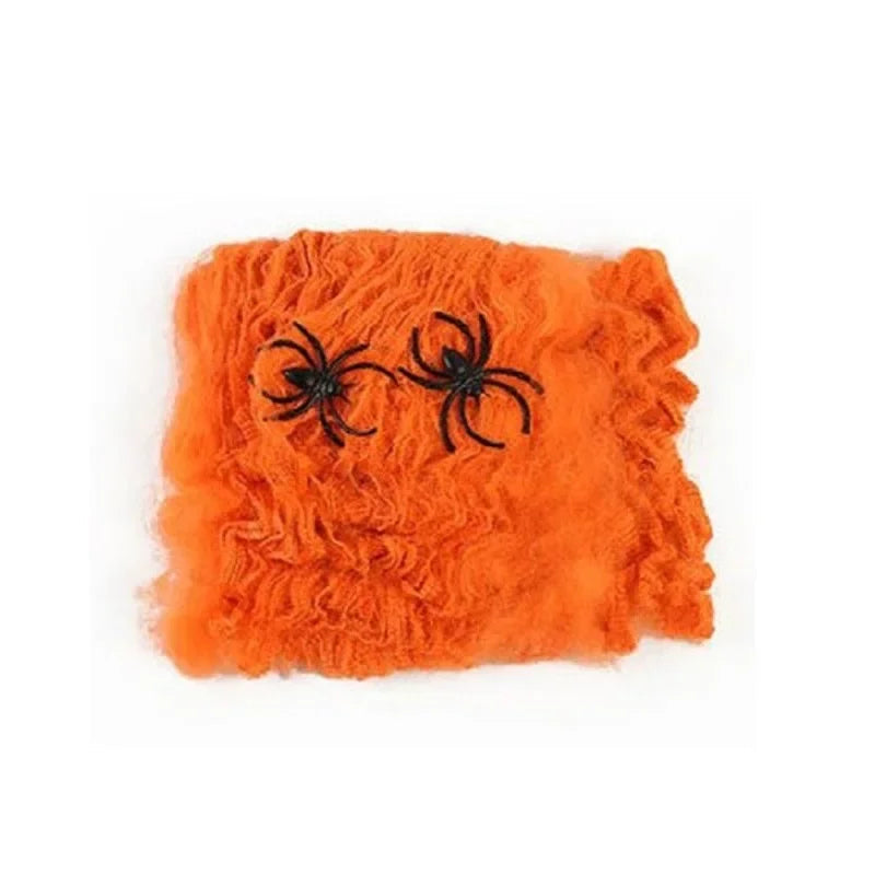 Halloween Decorations Artificial Spider Web Stretchy Cobweb Scary Party Halloween Decoration for Bar Haunted House Scene Props 7