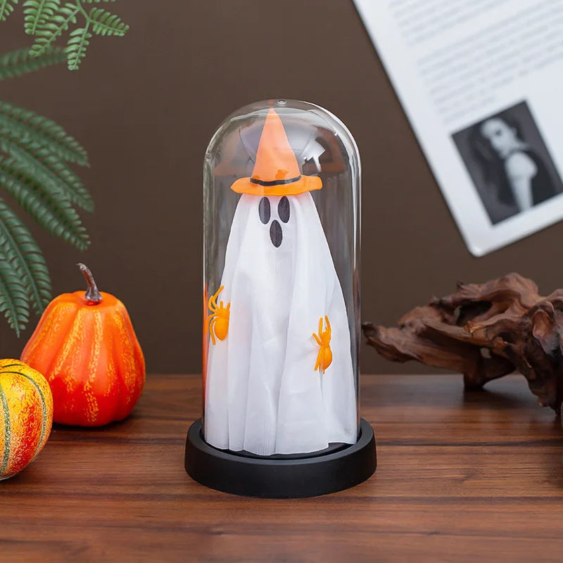 Halloween Decorations Indoor-Light Up Ghost in Glass Cloche-Cute Ghost with Light for Holiday Decorations 7