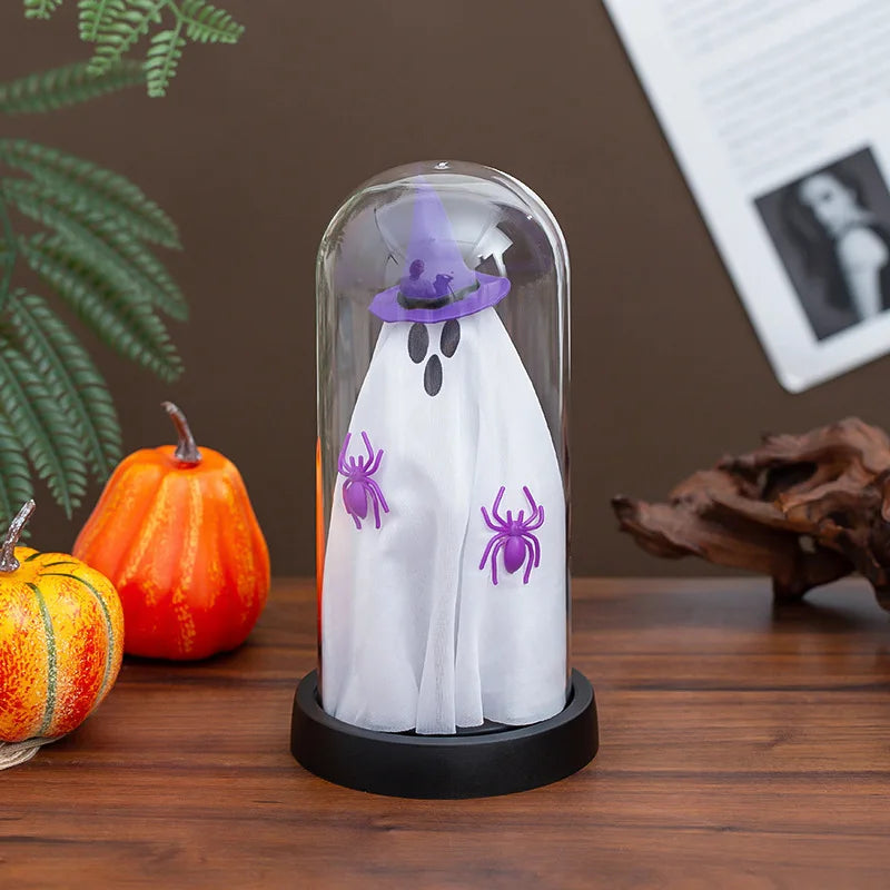Halloween Decorations Indoor-Light Up Ghost in Glass Cloche-Cute Ghost with Light for Holiday Decorations 9