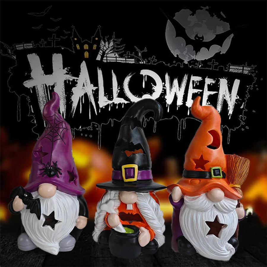 Halloween Gnome Ghost Figurine with LED Light - Spooky Festive Decor with Tall Hat - Ideal for Party, Home & Room Accent 1