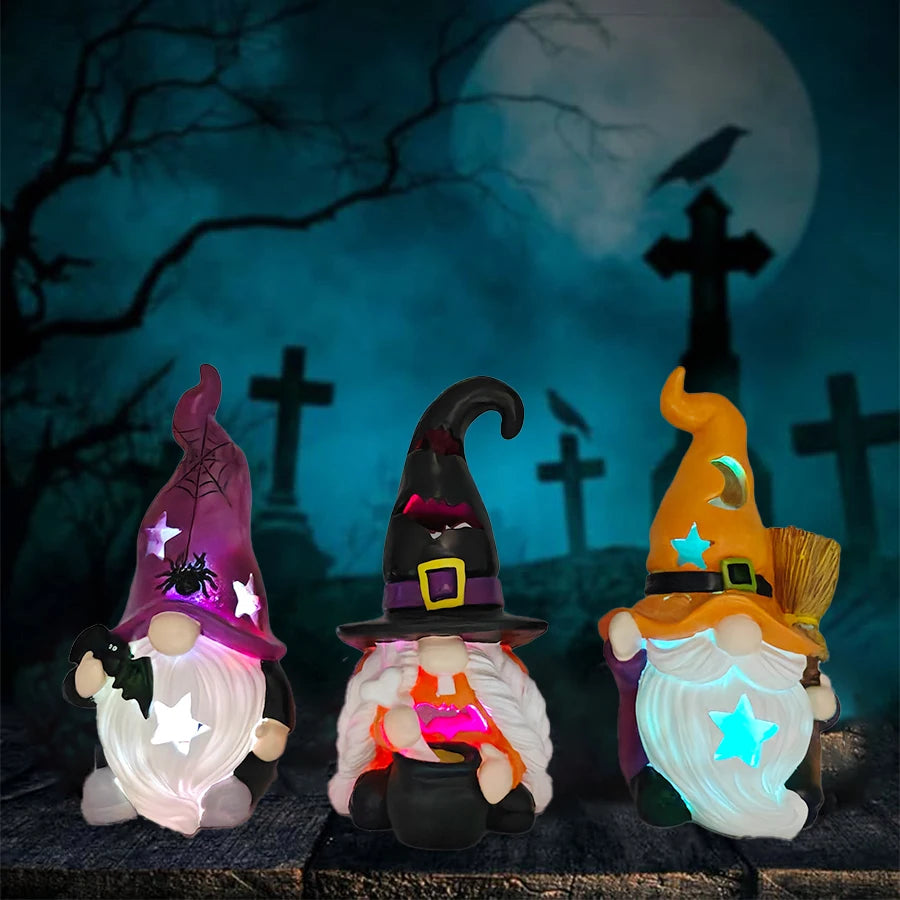 Halloween Gnome Ghost Figurine with LED Light - Spooky Festive Decor with Tall Hat - Ideal for Party, Home & Room Accent 2