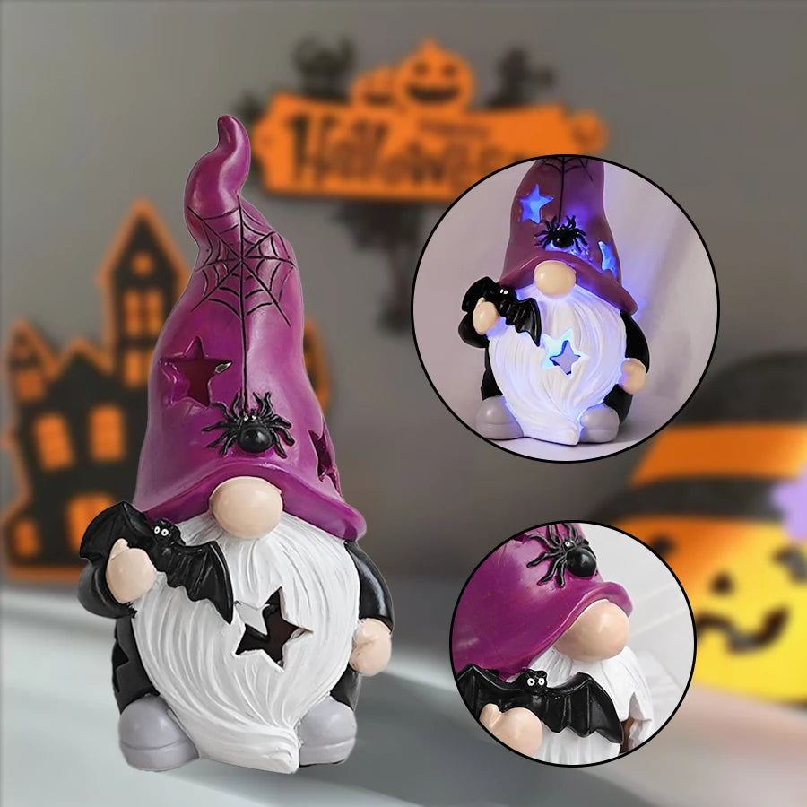 Halloween Gnome Ghost Figurine with LED Light - Spooky Festive Decor with Tall Hat - Ideal for Party, Home & Room Accent 3