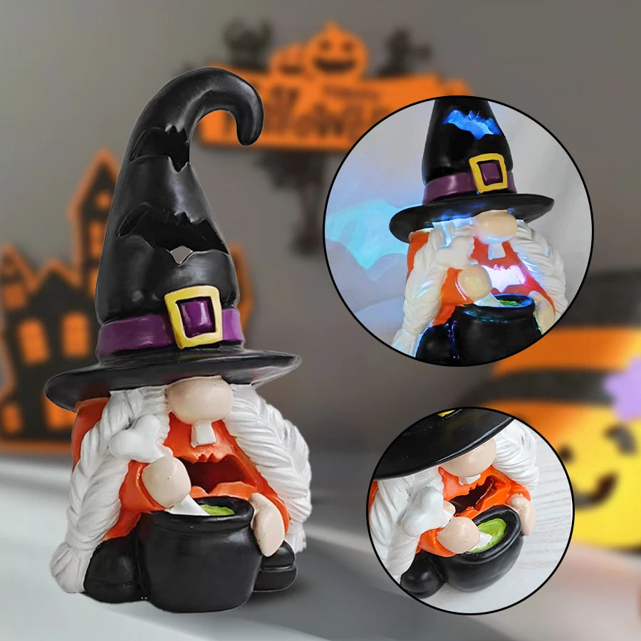 Halloween Gnome Ghost Figurine with LED Light - Spooky Festive Decor with Tall Hat - Ideal for Party, Home & Room Accent 4