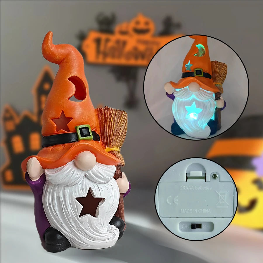 Halloween Gnome Ghost Figurine with LED Light - Spooky Festive Decor with Tall Hat - Ideal for Party, Home & Room Accent 5