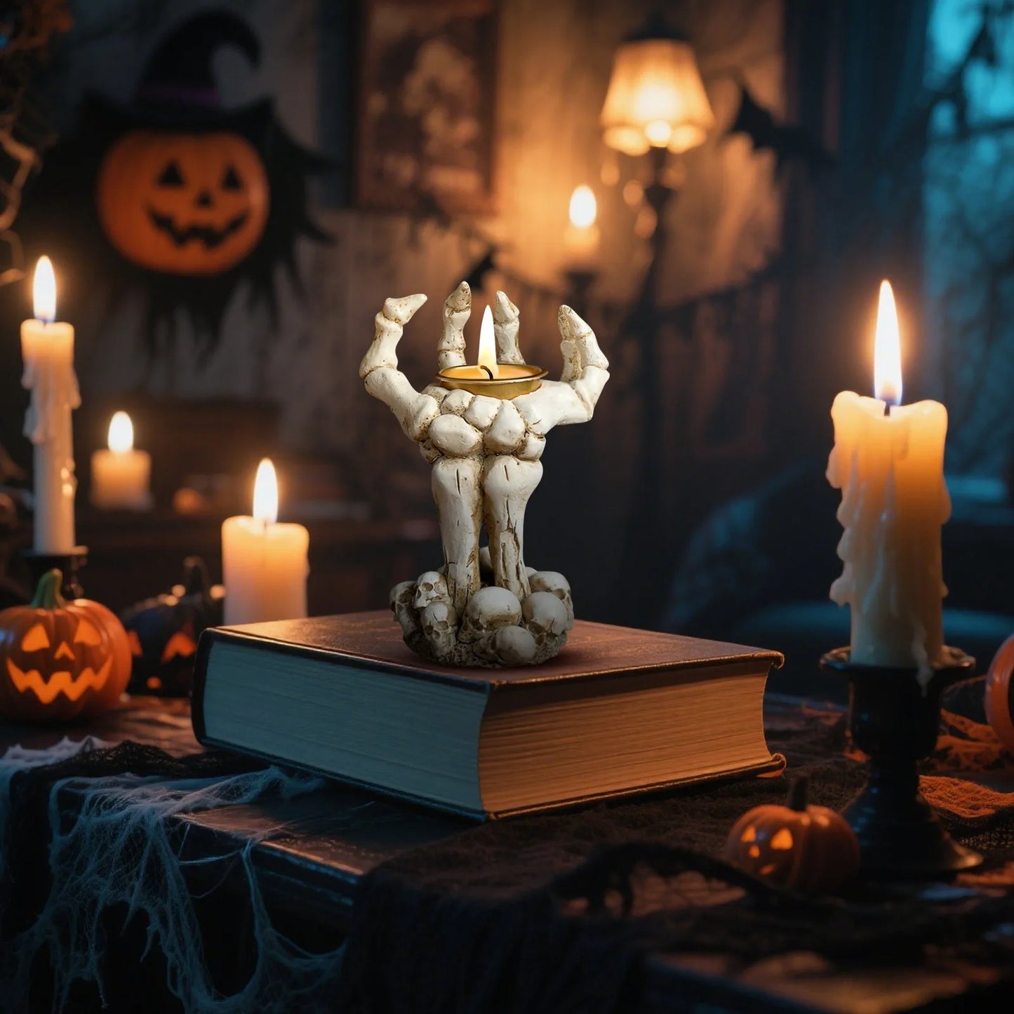 Halloween Hand Shape Candle Holder Ornament Desktop Creative Home Craft Horror Atmosphere Halloween Party Festival Gift 2