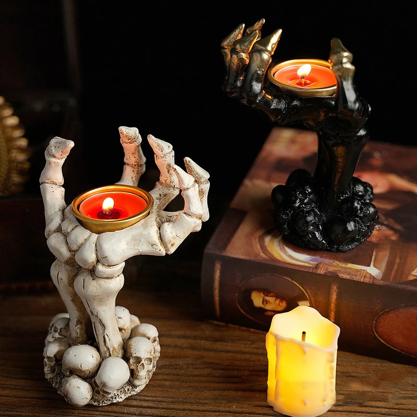 Halloween Hand Shape Candle Holder Ornament Desktop Creative Home Craft Horror Atmosphere Halloween Party Festival Gift 3