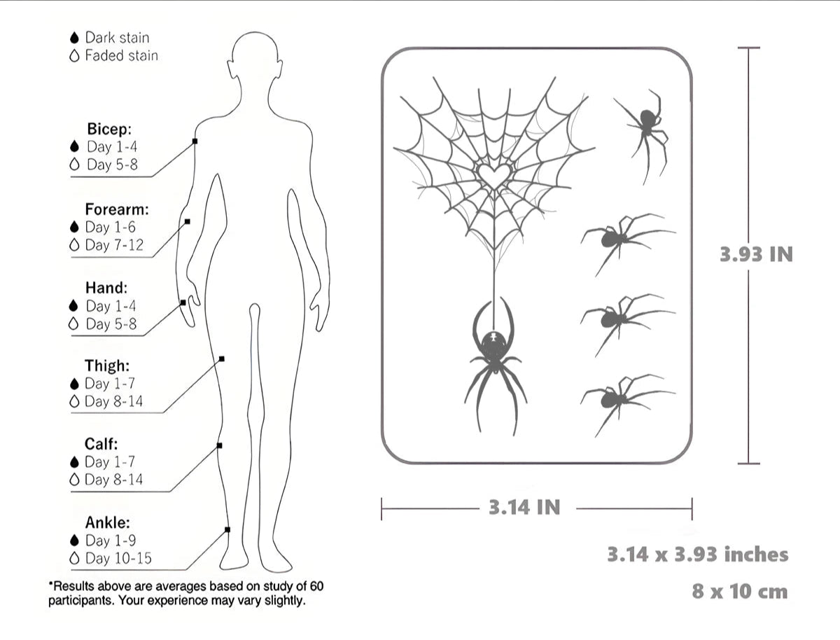 Halloween Heart-Shaped Spider Web Temporary Tattoo,Lasts To 15 Days New Technology Magic Waterproof Semi Permanent Sticker. 3