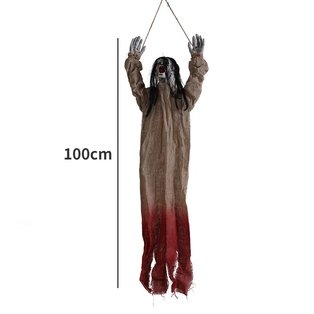Halloween Horror Decor Hanging Ghost Crawling Ghost Long Hair Skeleton Haunted House Secret Room Bar Props Joint Movable 2025 5