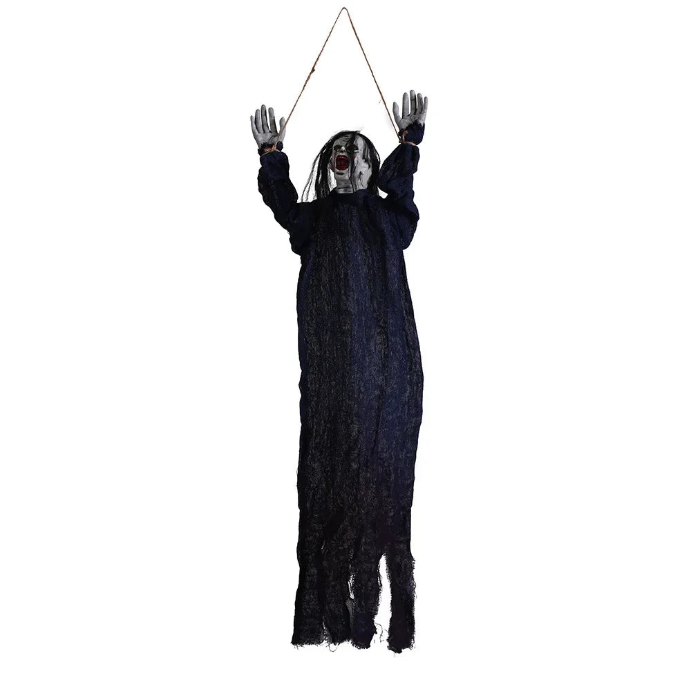 Halloween Horror Decor Hanging Ghost Crawling Ghost Long Hair Skeleton Haunted House Secret Room Bar Props Joint Movable 2025 6