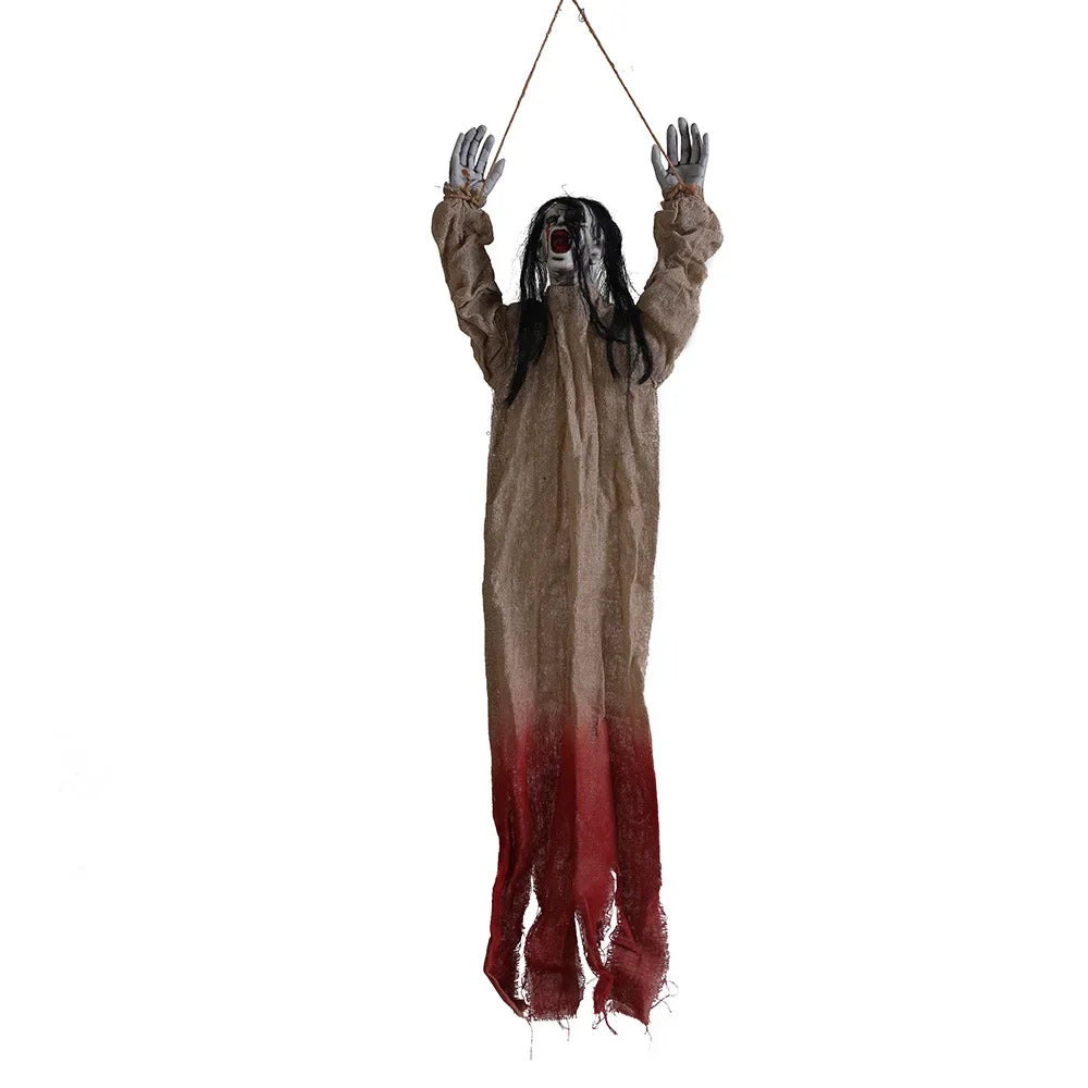 Halloween Horror Decor Hanging Ghost Crawling Ghost Long Hair Skeleton Haunted House Secret Room Bar Props Joint Movable 2025 7