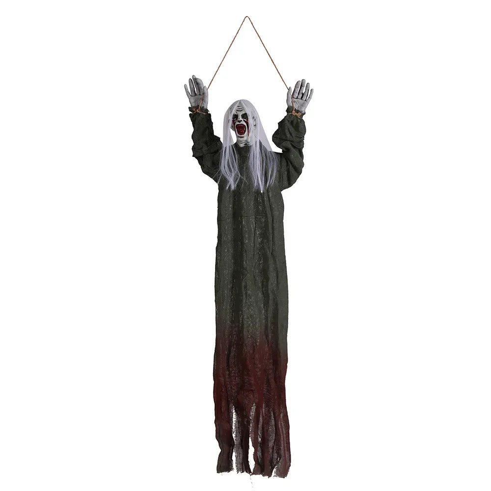 Halloween Horror Decor Hanging Ghost Crawling Ghost Long Hair Skeleton Haunted House Secret Room Bar Props Joint Movable 2025 8