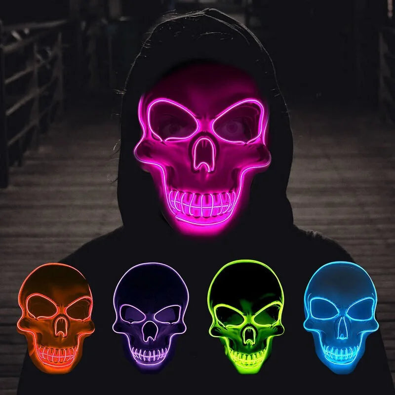 Halloween Horror Skull Mask LED Cold Light Mask LED Halloween Mask Cosplay Mask Halloween Party Decoration Luminous Skull Masks 0