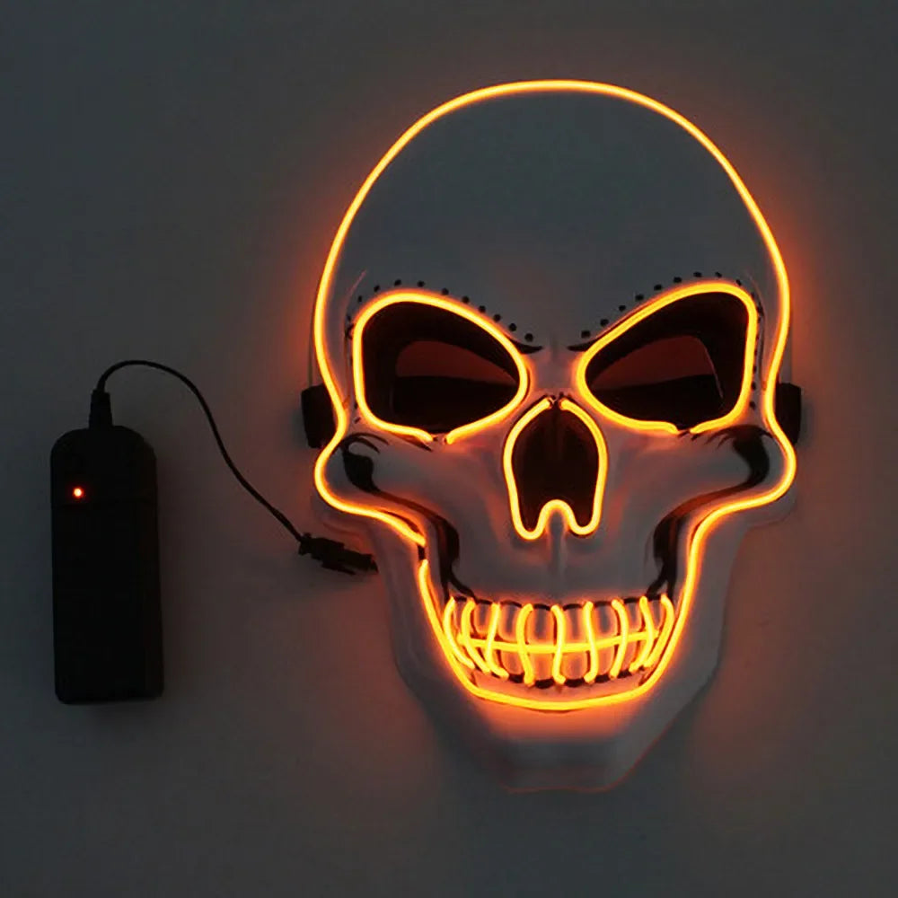 Halloween Horror Skull Mask LED Cold Light Mask LED Halloween Mask Cosplay Mask Halloween Party Decoration Luminous Skull Masks 12
