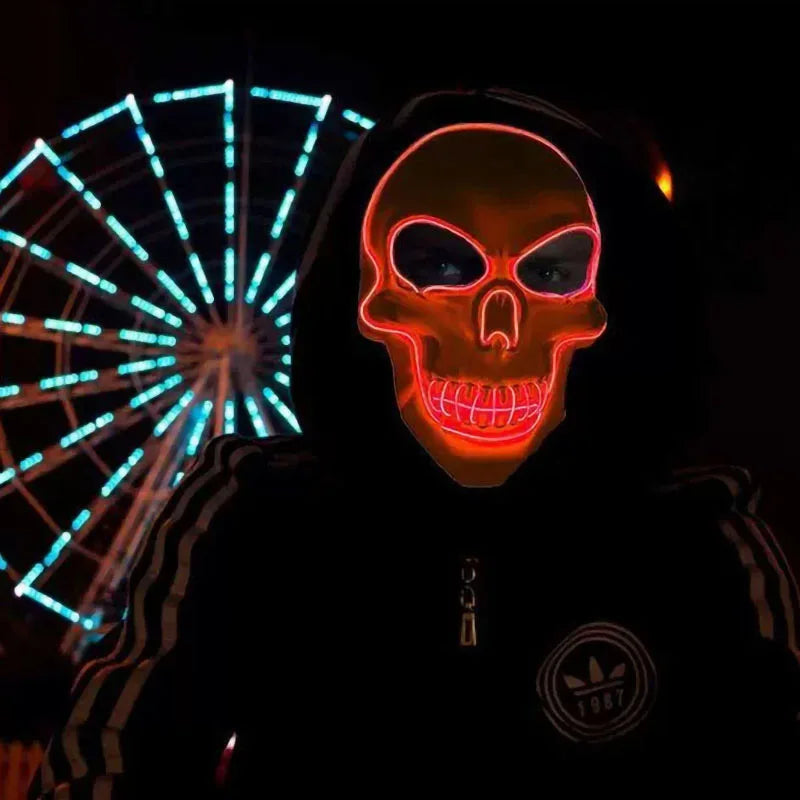 Halloween Horror Skull Mask LED Cold Light Mask LED Halloween Mask Cosplay Mask Halloween Party Decoration Luminous Skull Masks 2