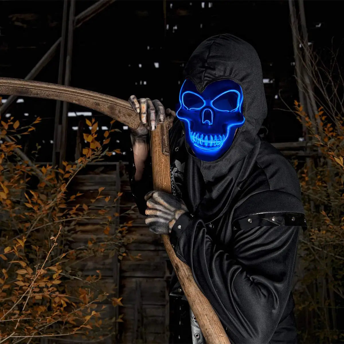 Halloween Horror Skull Mask LED Cold Light Mask LED Halloween Mask Cosplay Mask Halloween Party Decoration Luminous Skull Masks 3