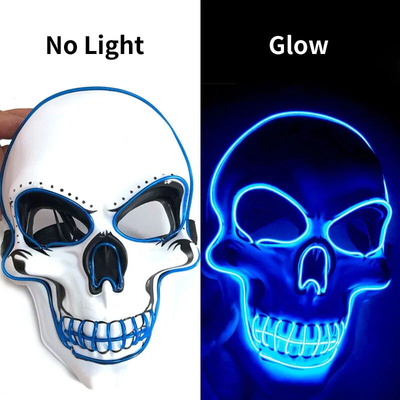 Halloween Horror Skull Mask LED Cold Light Mask LED Halloween Mask Cosplay Mask Halloween Party Decoration Luminous Skull Masks 5