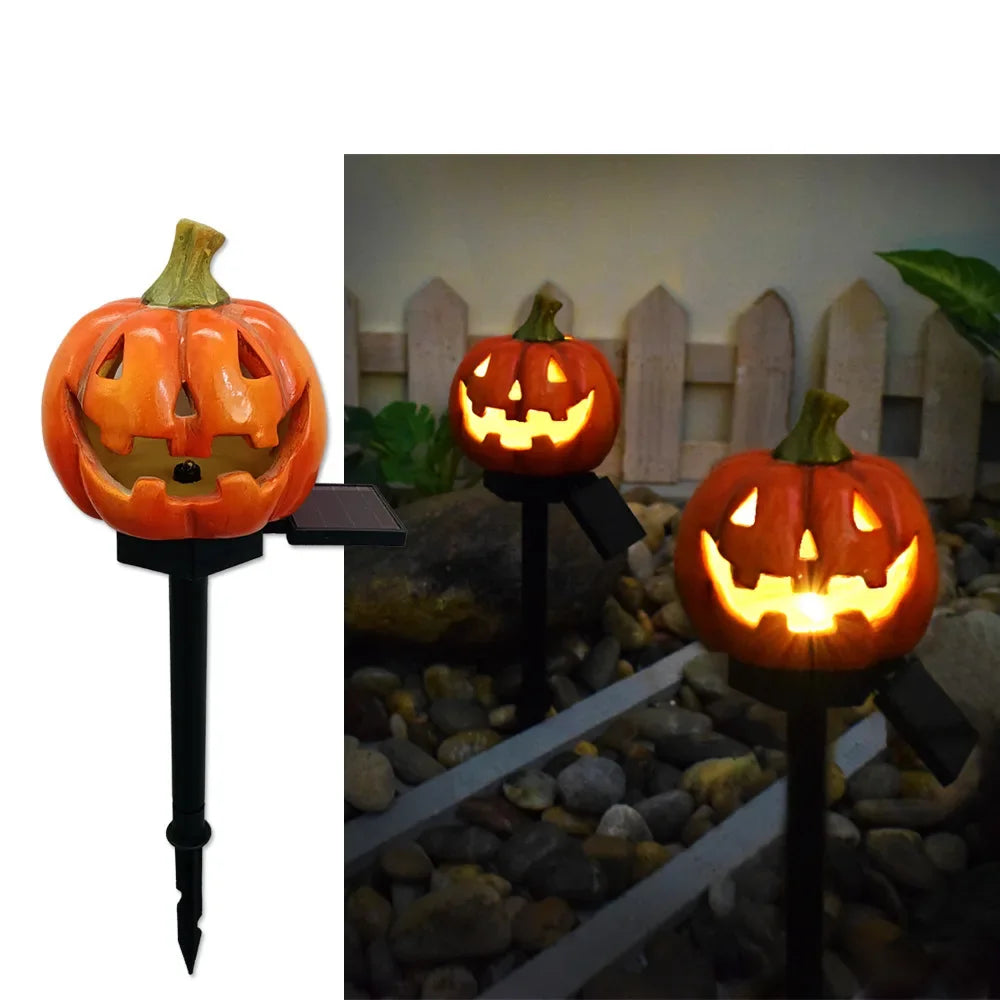 Halloween Jack-o-lantern Solar Energy Charge Lamp Outdoor Waterproof Garden Yard Landscape Decoration Light Fest Pumpkin Lamp 8